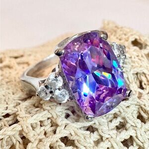 Vivid Lavender CZ Sterling Silver Ring (7.25)